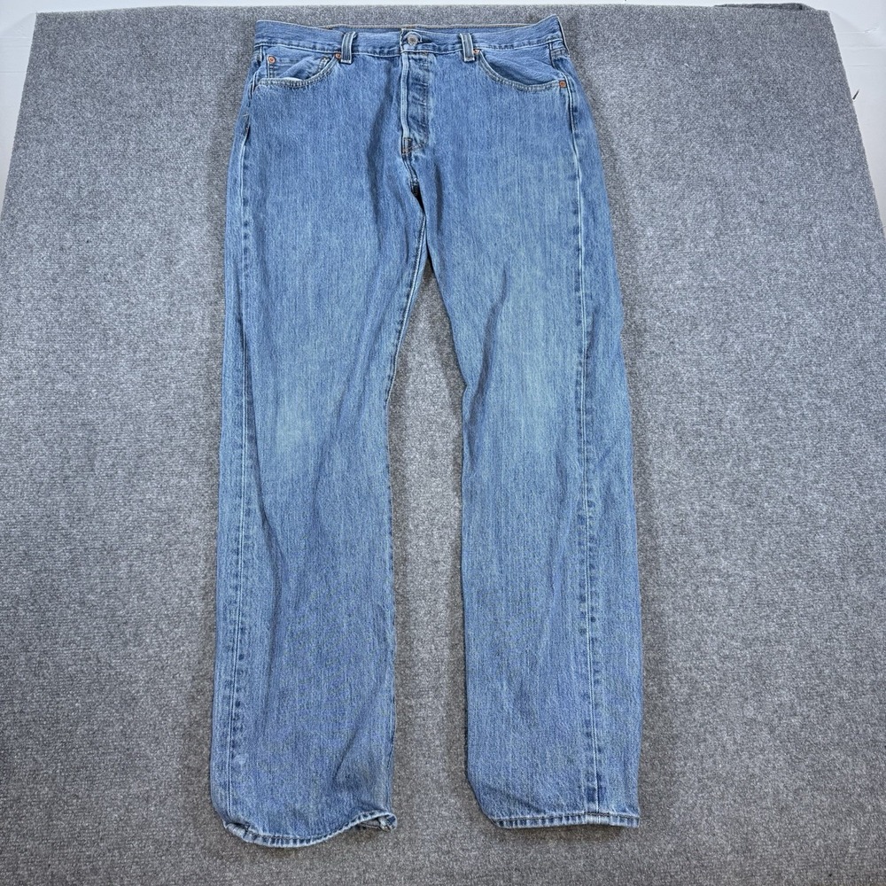 Levi's Jeans Mens 36x34 (Actual 34x34) Blue 501 Original Fit Straight Button Fly